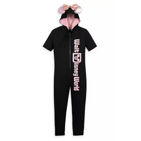 Walt Disney World Womens Jumpsuit Rose Gold Hooded One Piece Minnie Ears M #3186 - Picture 1 of 10